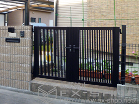 の門扉 シャレオR2型 両開き 柱使用 施工例