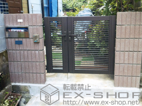 の門扉 プリレオ R1型 両開き親子タイプ　門柱使用 施工例