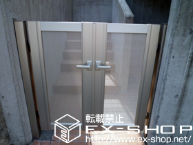 の門扉 エクスライン門扉9型 両開き 門柱仕様 施工例