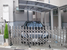 のカーゲート トリップゲート 傾斜地専用型 ノンレール 片開き 施工例