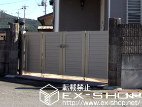 の門扉 エクスライン門扉7型 4枚折戸 門柱使用 施工例