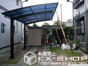 のカーポート プレシオスポート　積雪〜20cm対応＋収納式物干しセット2型　2本入り 施工例