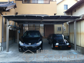 のカーポート エックスルーフ ワイド 積雪〜30cm対応+標準柱仕様（有効高 約2,000mm） 施工例