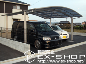 のカーポート プレシオスポート ワイド　積雪〜20cm対応＋吊り下げ物干し ロング 2本入り 施工例