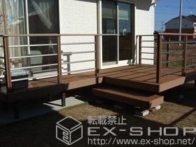 のウッドデッキ リコステージII 連棟+デッキフェンス　横ビームパネル 施工例