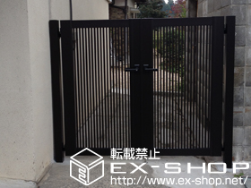 の門扉 エクスライン門扉2型 両開き　門柱仕様 施工例