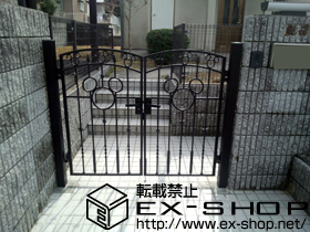 の門扉 ディズニー門扉ミッキーA型 両開き　角門柱式 施工例