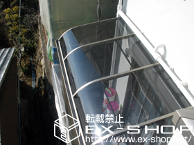 のテラス屋根 ライザーテラスII R型 テラスタイプ 単体 積雪〜20cm対応＋ライザーテラスII 吊り下げ物干し ロング 標準 2本入 施工例