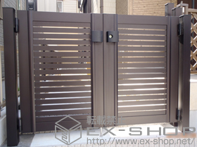 の門扉 エクスライン門扉5型 両開き 門柱使用 施工例