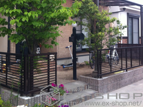 のフェンス・柵 エクスラインフェンス12型 自由柱使用 施工例