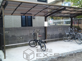 のサイクルポート・駐輪場 カーブパークシグマIII パネル2面囲い 積雪〜30cm対応+輪止め 施工例