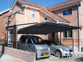 のカーポート マイポート ワイドタイプ ステン+木調 積雪〜20cm対応 施工例