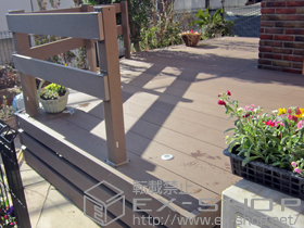 のウッドデッキ リウッドデッキ200＋リウッドデッキフェンス4型 横パネル＋リウッドデッキ200 床下囲い（躯体側除く）＋デッキライト フラットライトSフロスト 施工例