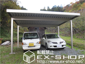 のカーポート ジーポートneo Ａタイプ 2台用 角柱仕様 標準鼻隠し 積雪〜100cm対応 施工例