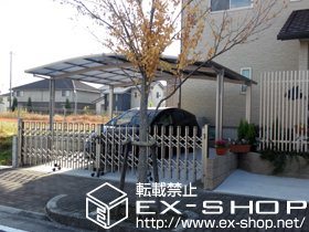 のカーゲート トリップゲート 傾斜地用 ノンレール 両開き 施工例