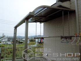 のテラス屋根 ライザーテラスII R型 テラスタイプ 単体　積雪〜20?対応+吊り下げ物干し 標準 2本入り 施工例