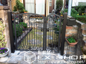 の門扉 フェスタA型 両開き 親子 柱使用 施工例