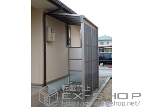 のテラス屋根 ライザーテラスII F型 3000 テラスタイプ 単体 積雪〜100cm対応+正面波板+F型分側面波板 下がり壁H1500 施工例