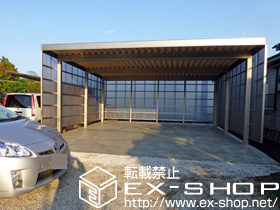 のカーポート テリオスポートIII 900 2台用 奥行延長 6本柱 積雪〜30cm対応＋サイドパネル（波板） 3面囲い 施工例