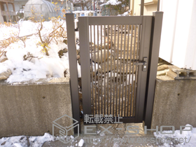 の門扉 プリレオ R2型 片開き 柱使用 施工例