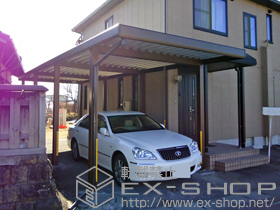 のカーポート ジーポートneo 縦連棟 Aタイプ 角柱仕様 標準鼻隠し 積雪〜100cm対応+汎用形材 フラットバー（アルミ）8TYA58AB 施工例