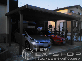 のカーポート テリオスポートIII 3000 2台用 6本柱 積雪〜100cm対応+テリオスポートIII用 異形対応部材 施工例