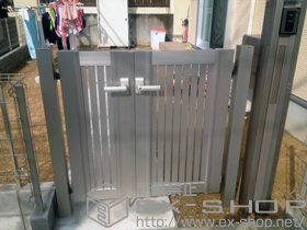 の門扉 エクスライン門扉6型 両開き親子 門柱仕様 施工例