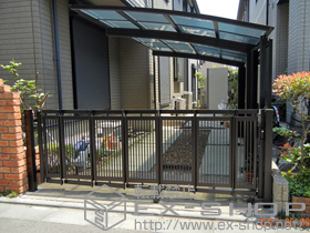 のカーゲート エクスライン伸縮ゲート2型 ノンレール 片開き 施工例