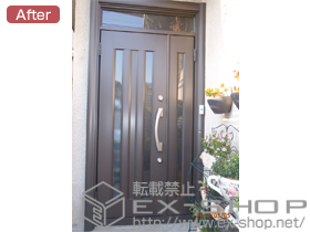 の玄関ドア リシェント アルミ仕様20親子 ランマ付 P2型 施工例