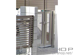 の門扉 プレシオス門扉 横格子 親子開き 門柱仕様 施工例