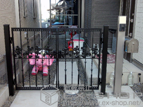 の門扉 ディズニー門扉 ミッキーC型 両開き 角門柱式 施工例