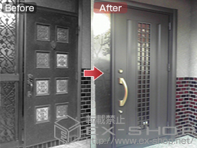 の玄関ドア リシェント S1型(アルミ色)　片袖タイプ ランマ無しタイプ 施工例