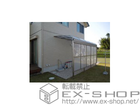 のテラス屋根 ライザーテラスII R型 テラスタイプ 単体+吊り下げ物干し+前面スクリーン 2段 施工例