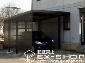 のカーポート ジーポートneo 1台用 Aタイプ 角柱仕様 積雪〜100cm対応＋サイドパネル 波板タイプ 施工例