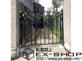 の門扉 ディズニー門扉ミッキーA型 親子開き 角門柱式 施工例