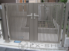 の門扉 ライフモダンII B4型 両開き 柱使用 施工例