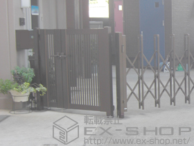 の門扉 プレシオス門扉 親子開き 門柱使用 縦格子 施工例