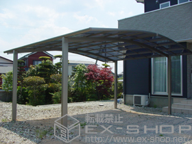 のカーポート カーブポートシグマIII ワイド 積雪〜30cm対応+吊り下げ式物干し　ワイドタイプ 施工例