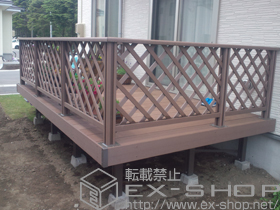 のウッドデッキ リコステージII 単体 + 単体 ステップ+フラットラチスパネル[粗目タイプ] 施工例