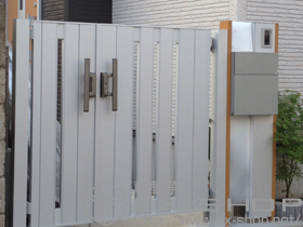 の門扉 ライフモダンII SA型門扉 親子開き 柱使用 施工例