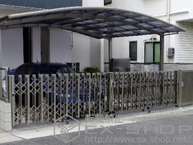 のカーゲート アルシャインII HW型Aタイプ ノンレール 両開き 630W
開口幅=6,099mm 施工例