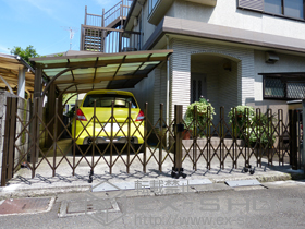 のカーゲート トリップゲート PA型 ノンレール 両開き 54Ｗ 施工例