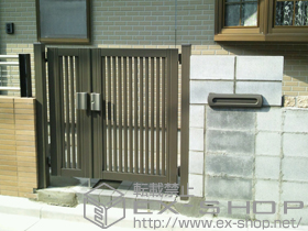 の門扉 プリレオR4型 両開き親子仕様 柱使用 施工例