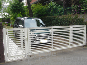 のカーゲート オーバードアS1型 手動式 30-10+開き戸セット 07-10 施工例