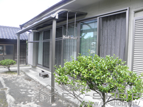 のテラス屋根 ライザーテラスII R型 テラスタイプ 単体 積雪〜20cm対応+吊り下げ物干し　標準　2本入 施工例