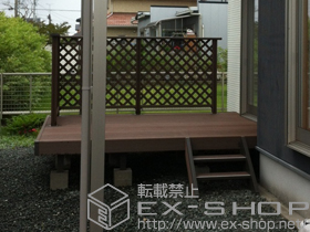 のウッドデッキ リコステージII 単体 +デッキフェンス(3スパン直角コーナー)+リコステージII ステップ 施工例