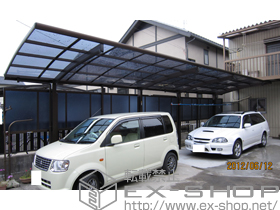 のカーポート プレシオスポート 縦連棟 積雪〜20cm対応+サイドパネル+収納式物干しセット 施工例