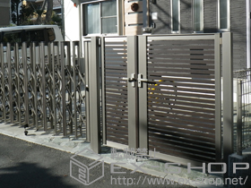 の門扉 ライフモダンII B2型 複合色 両開き親子 柱使用 施工例