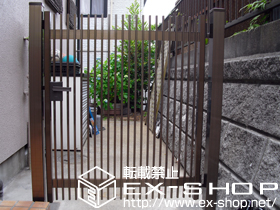 の門扉 ハイ千峰 片開き 柱使用 施工例