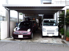 のカーポート テリオスポートIII 3000 2台用 奥行延長 6本柱 積雪〜100?対応 施工例